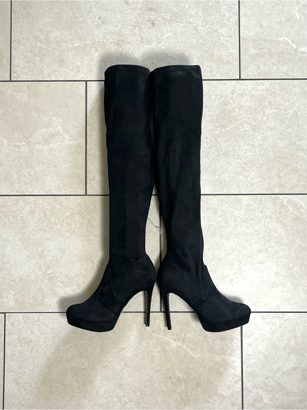 Thalia Sodi Black Faux Suede Knee High Boots Size 7.5
